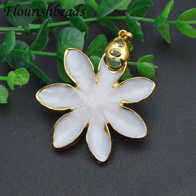 Natural Shell Pendant Flower Shape Necklace Women Girl Party Gift