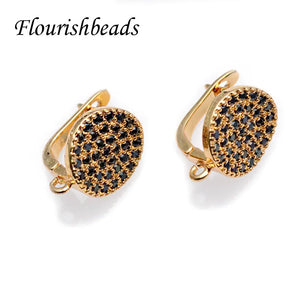 CZ Beads Round Coin Shape Earring Hooks for Jewelry Making