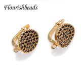 CZ Beads Round Coin Shape Earring Hooks for Jewelry Making