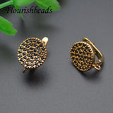 CZ Beads Round Coin Shape Earring Hooks for Jewelry Making