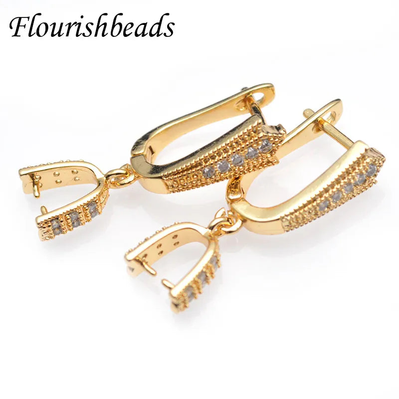 20pc Nickle CZ Paved Metal Earring Hooks with Bail Jewelry Findings