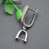20pc Nickle CZ Paved Metal Earring Hooks with Bail Jewelry Findings