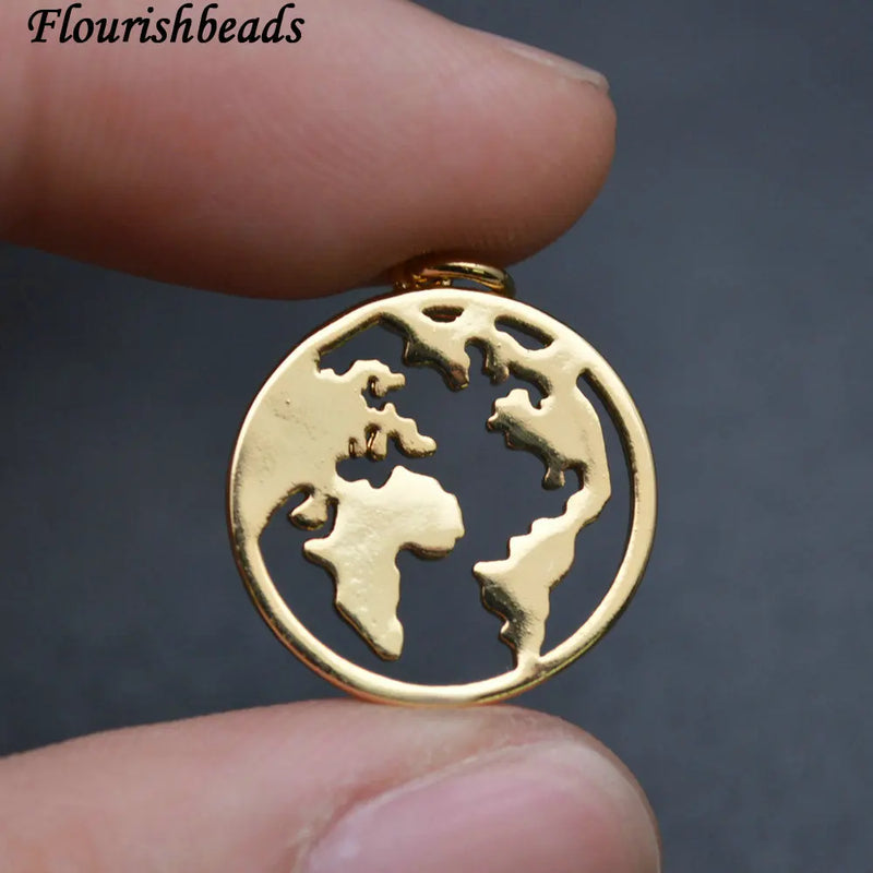 20pc/lot Nickle Plating Tellurion Earth Continent Metal Coin Tag Charms