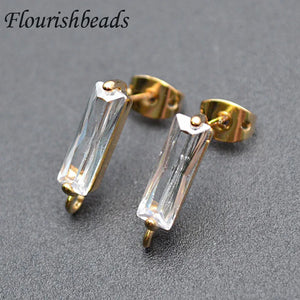 Rectangle Zircon CZ Earring Hooks 20pcs/lot