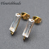 Rectangle Zircon CZ Earring Hooks 20pcs/lot