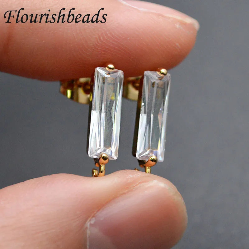Rectangle Zircon CZ Earring Hooks 20pcs/lot