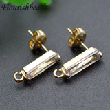 Rectangle Zircon CZ Earring Hooks 20pcs/lot