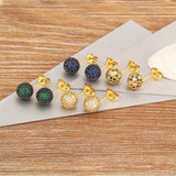Nidin Classic 8MM Ball Beads Stud Earrings CZ Zircon Jewelry Party Gift