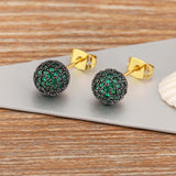 Nidin Classic 8MM Ball Beads Stud Earrings CZ Zircon Jewelry Party Gift