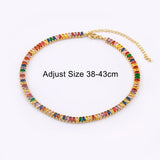 Nidin Colorful Tennis Necklace Rectangular Zircon Neck Jewelry