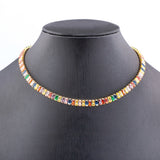 Nidin Colorful Tennis Necklace Rectangular Zircon Neck Jewelry