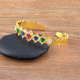 Nidin Crystal Cuff Bangles Colorful Zircon Female Jewelry