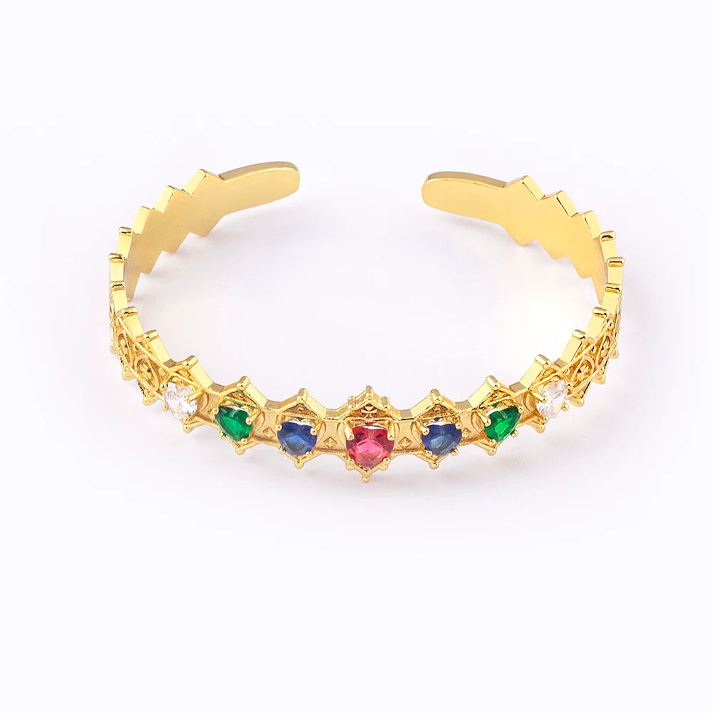 Nidin Crystal Cuff Bangles Colorful Zircon Female Jewelry