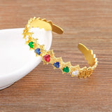 Nidin Crystal Cuff Bangles Colorful Zircon Female Jewelry