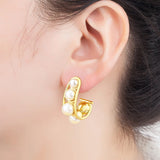 Gold/Silver Pearl Hoop Earrings Plated Circle Women Jewelry