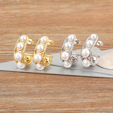Gold/Silver Pearl Hoop Earrings Plated Circle Women Jewelry