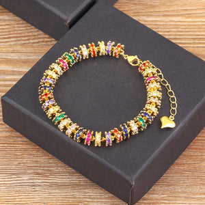 Nidin Chain Bracelet Crystal Heart Charm Wedding Party Jewelry
