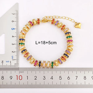 Nidin Chain Bracelet Crystal Heart Charm Wedding Party Jewelry