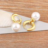 Gold/Silver Pearls Pendant Earrings For Women Fine Accessories Hoop Bohemia Ear