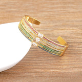 Colorful Zircon Three Layer Bangle for Women Sparkling Crystal Party Jewelry