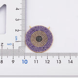 Nidin Round Zircon Evil Eye Pendant Choker Necklace Green/Purple/Violet