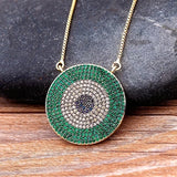 Nidin Round Zircon Evil Eye Pendant Choker Necklace Green/Purple/Violet
