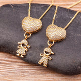 Nidin Family Heart CZ Pendant Necklace for Mother
