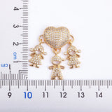Nidin Family Heart CZ Pendant Necklace for Mother