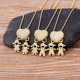 Nidin Family Heart CZ Pendant Necklace for Mother
