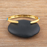 Nidin Zircon Cuff Bangles Bracelet Women CZ Plated Oil Dripping Beach Vacation