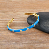 Nidin Zircon Cuff Bangles Bracelet Women CZ Plated Oil Dripping Beach Vacation