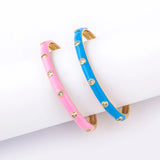 Nidin Zircon Cuff Bangles Bracelet Women CZ Plated Oil Dripping Beach Vacation