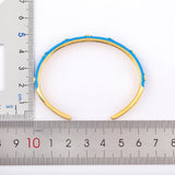 Nidin Zircon Cuff Bangles Bracelet Women CZ Plated Oil Dripping Beach Vacation