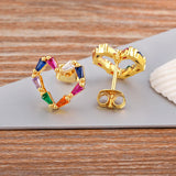 French Natural Pearl Stud Earrings Zircon for Women