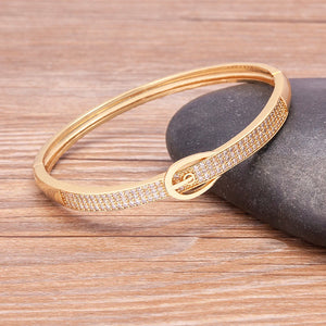 Nidin High Geometric Zircon Bangle Bracelet for Woman