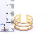 Nidin High 3-Layer Copper Zircon Open Rings Adjustable Jewelry for Party