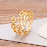 Nidin High 3-Layer Copper Zircon Open Rings Adjustable Jewelry for Party