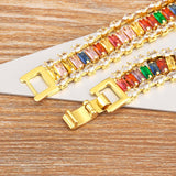 Nidin High Multicolor Zircon Bracelets for Women Wedding Rainbow Charm