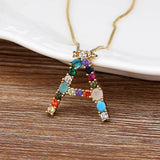 Nidin High Initial Letter Necklace CZ Long Chain Pendants Personal Jewelry