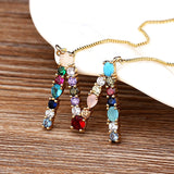 Nidin High Initial Letter Necklace CZ Long Chain Pendants Personal Jewelry