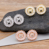 Nidin 26 Initial Letter Earrings Zircon Stud Earrings Jewelry