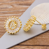 Nidin 26 Initial Letter Earrings Zircon Stud Earrings Jewelry
