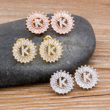 Nidin 26 Initial Letter Earrings Zircon Stud Earrings Jewelry