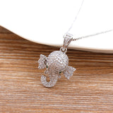 Nidin Hot Copper Elephant Necklace Cubic Zircon Lucky Animal Jewelry