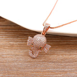 Nidin Hot Copper Elephant Necklace Cubic Zircon Lucky Animal Jewelry
