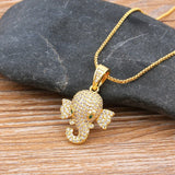 Nidin Hot Copper Elephant Necklace Cubic Zircon Lucky Animal Jewelry
