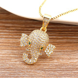Nidin Hot Copper Elephant Necklace Cubic Zircon Lucky Animal Jewelry