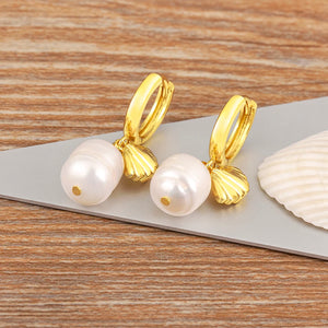 Nidin Freshwater Pearls Drop Dangle Earrings Vintage Styles