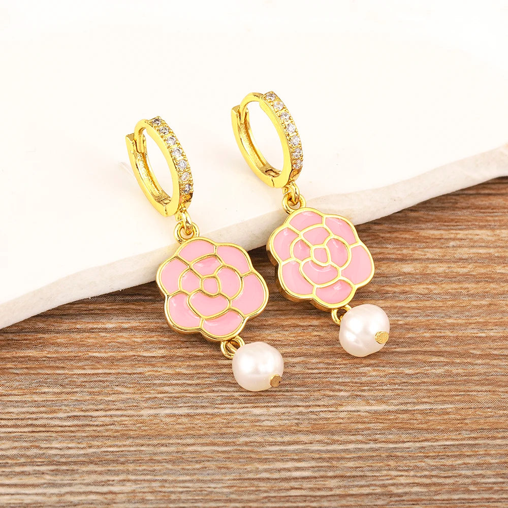 Nidin Freshwater Pearls Drop Dangle Earrings Vintage Styles