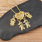 Hot Boys and Girls Zircon Pendant Necklaces, Family Mother's Gift